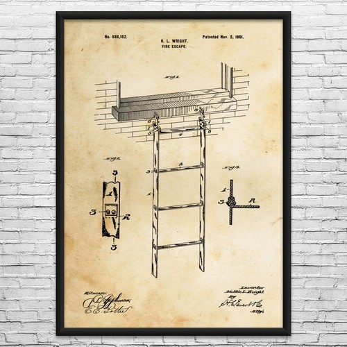 Fire escape ladder - patent, wall