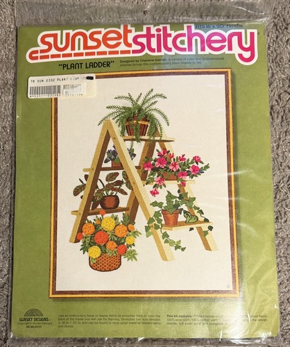 Vintage sunset stitchery - vintage,